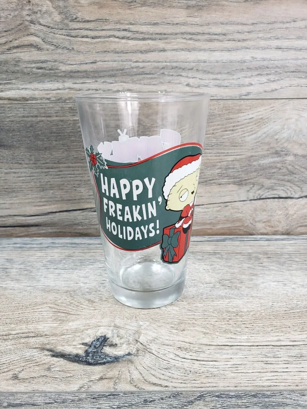 Family Guy Stewing Griffin Happy Freakin Holidays Christmas Pint Beer Glass